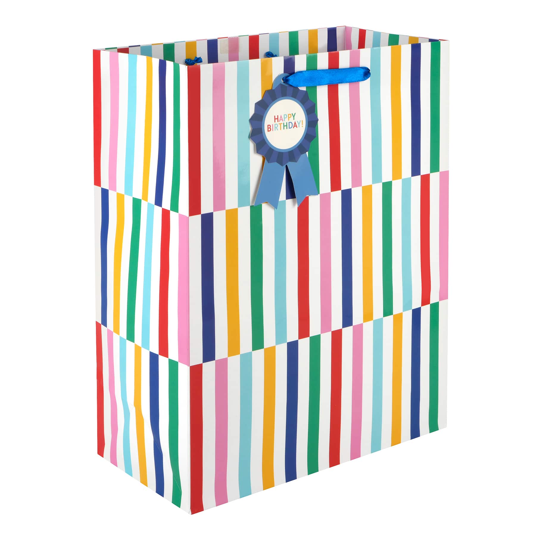 Large Rainbow Stripes Birthday Gift Bag by Celebrate It™ - Image 2