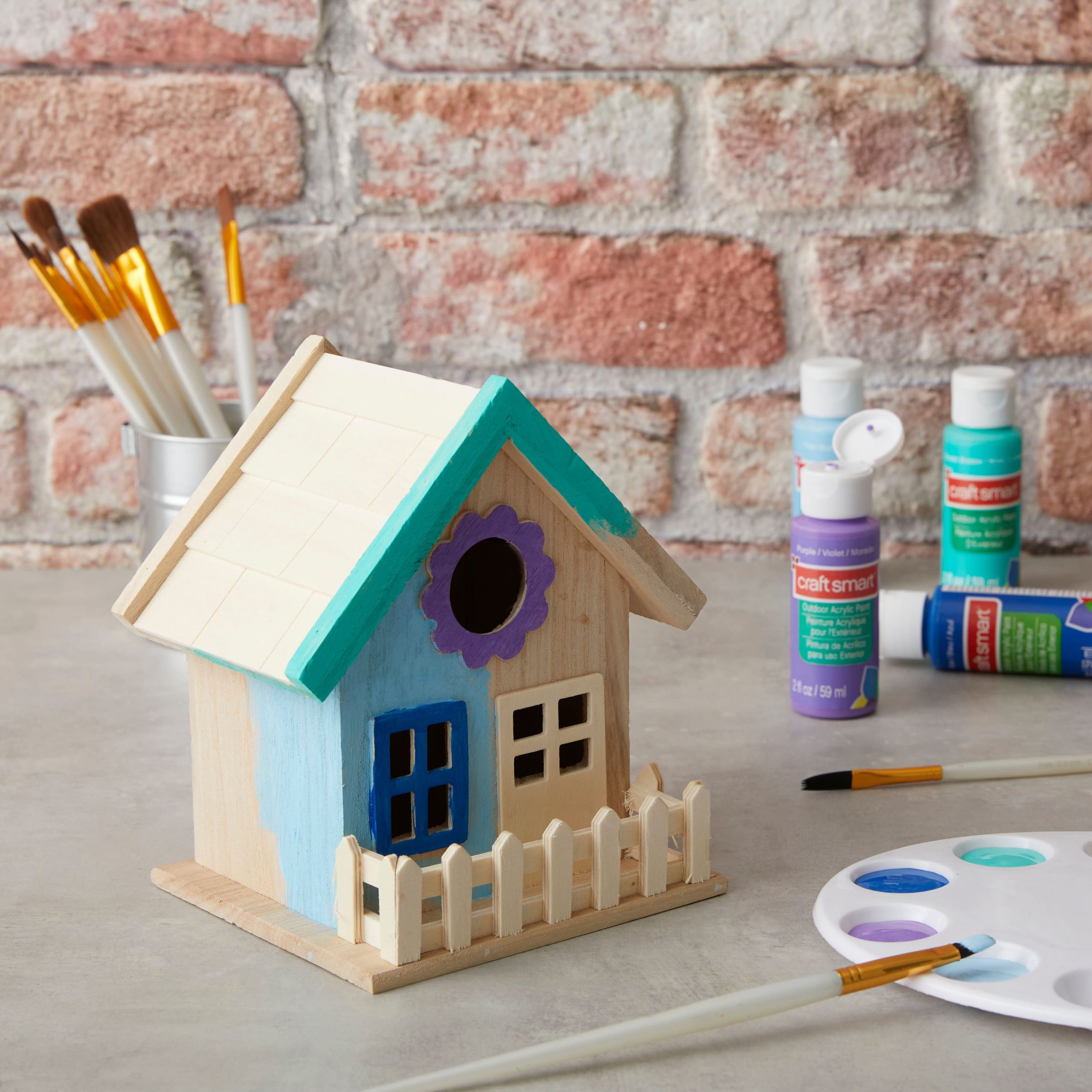 7" Wood Birdhouse with Fence by Make Market® - Image 2