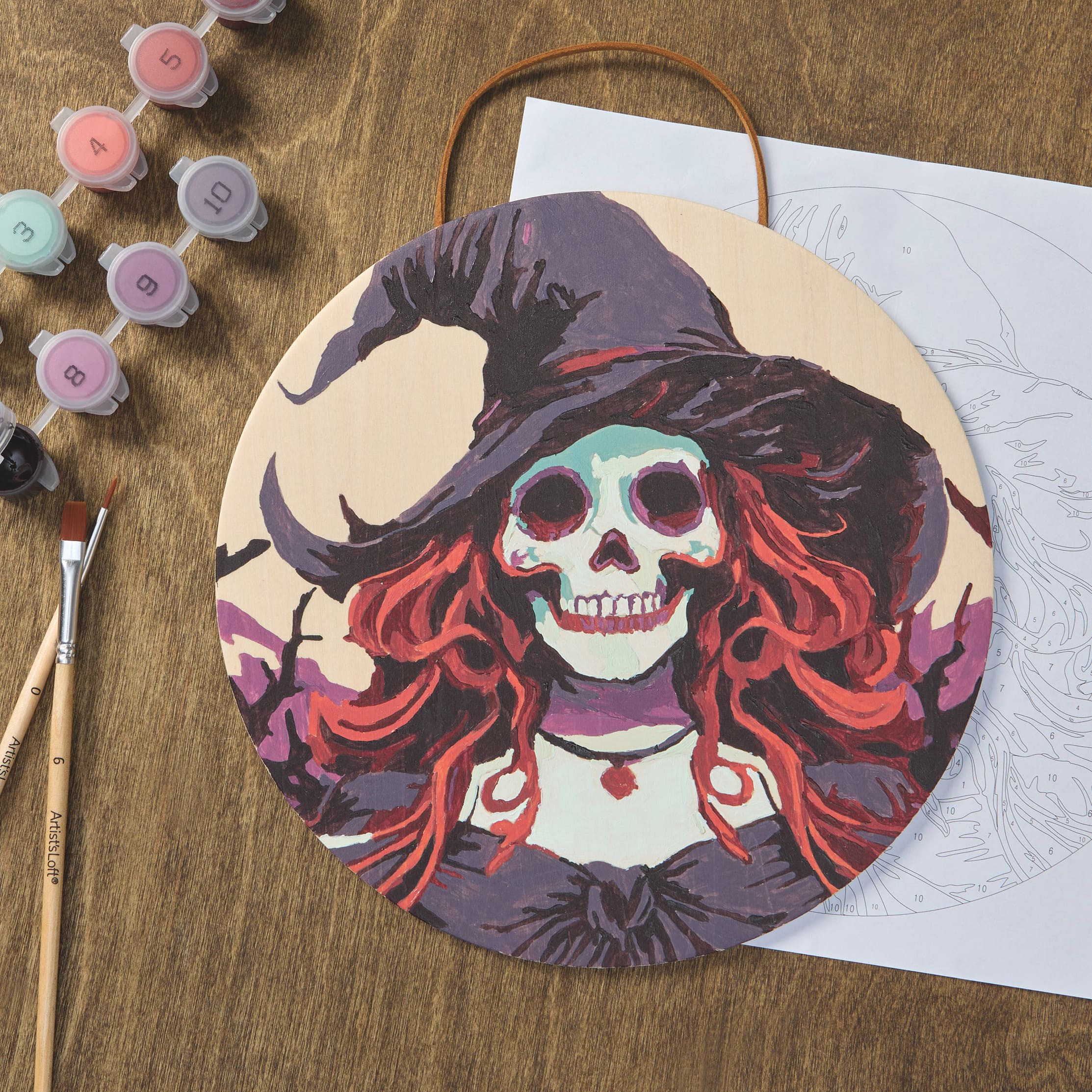 8" Skeleton Woman Paint-by-Number Plywood Surface Kit by Artist's Loft®