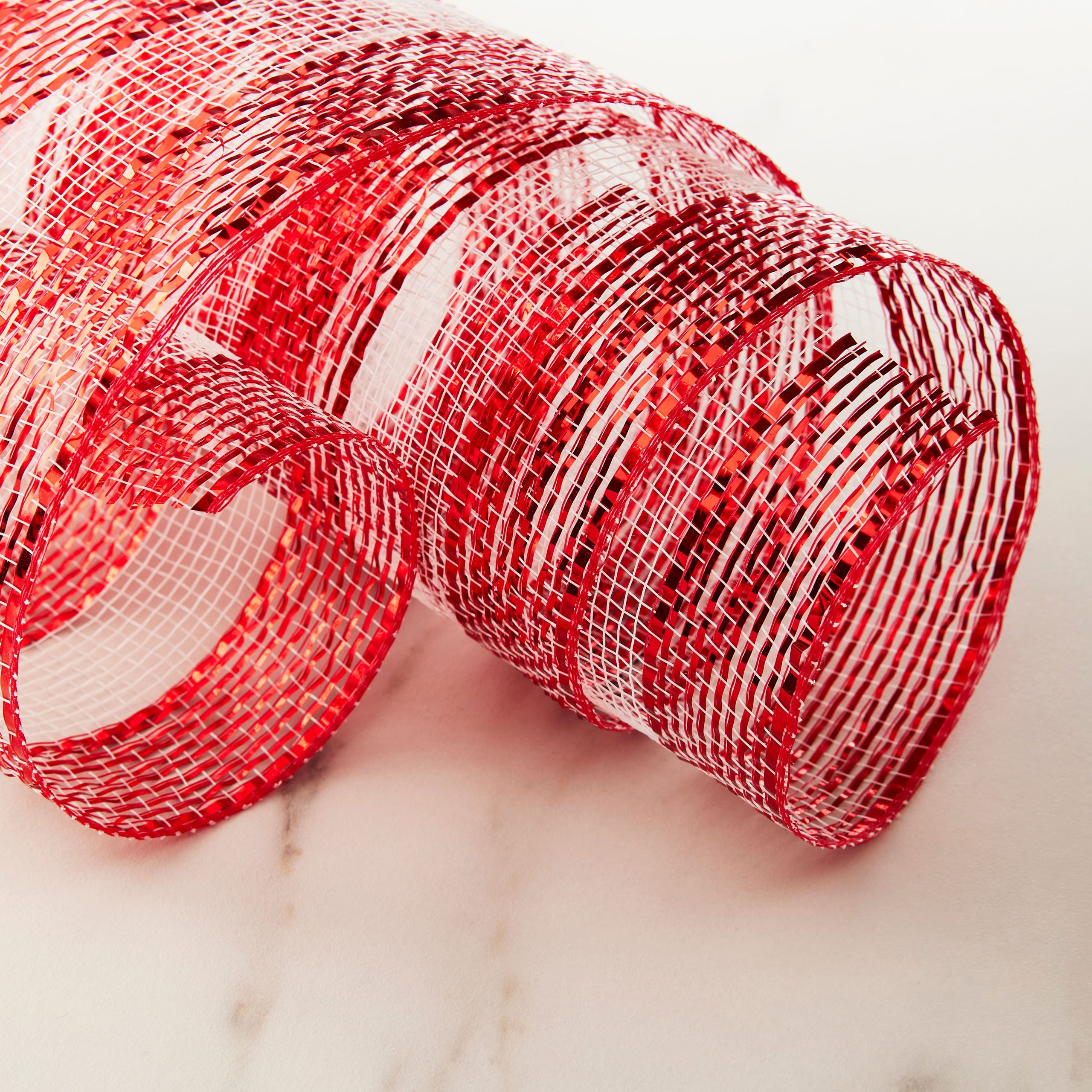 10" x 19ft. Red & White Striped Mesh by Celebrate It™ - Image 2