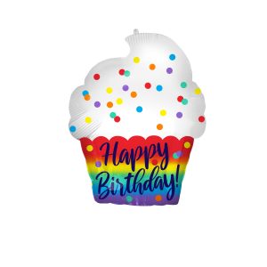 18" Happy Birthday Cupcake Foil Balloon