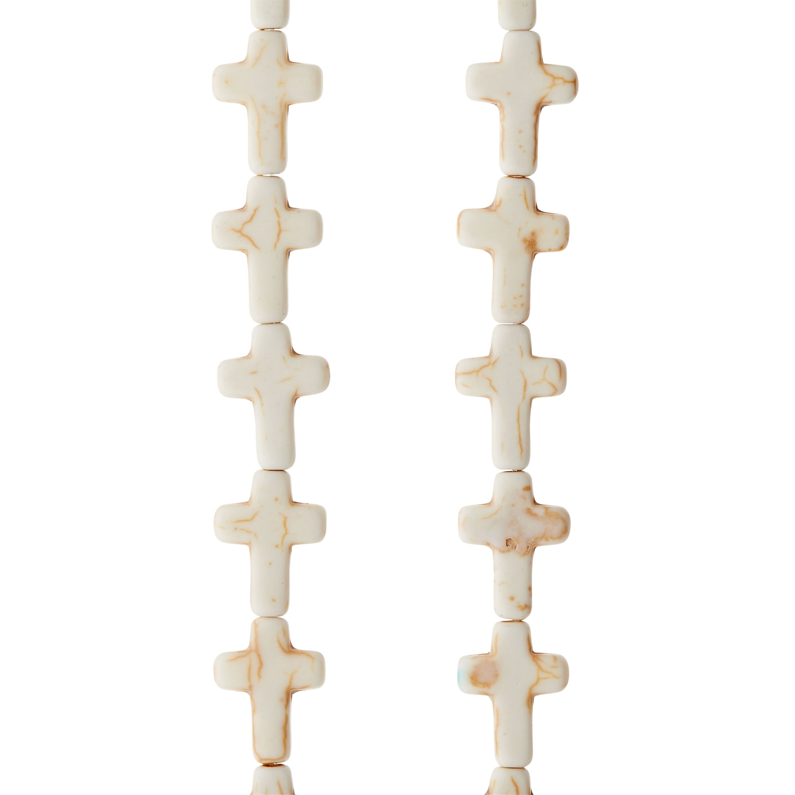 White Stone Cross Beads, 15mm by Bead Landing™