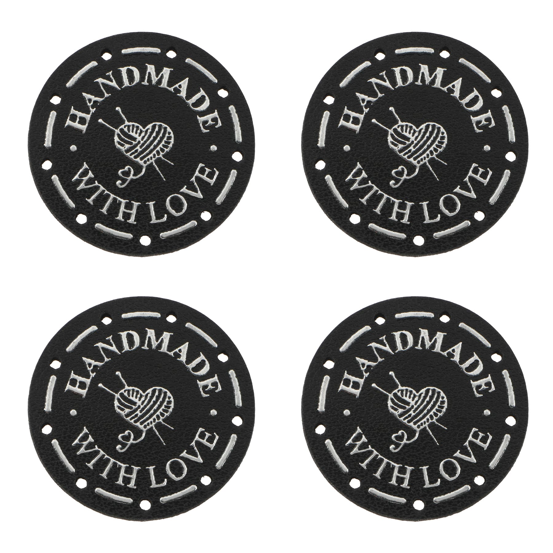 Black & Silver Round Handmade with Love Project Labels, 4ct. by Loops & Threads®