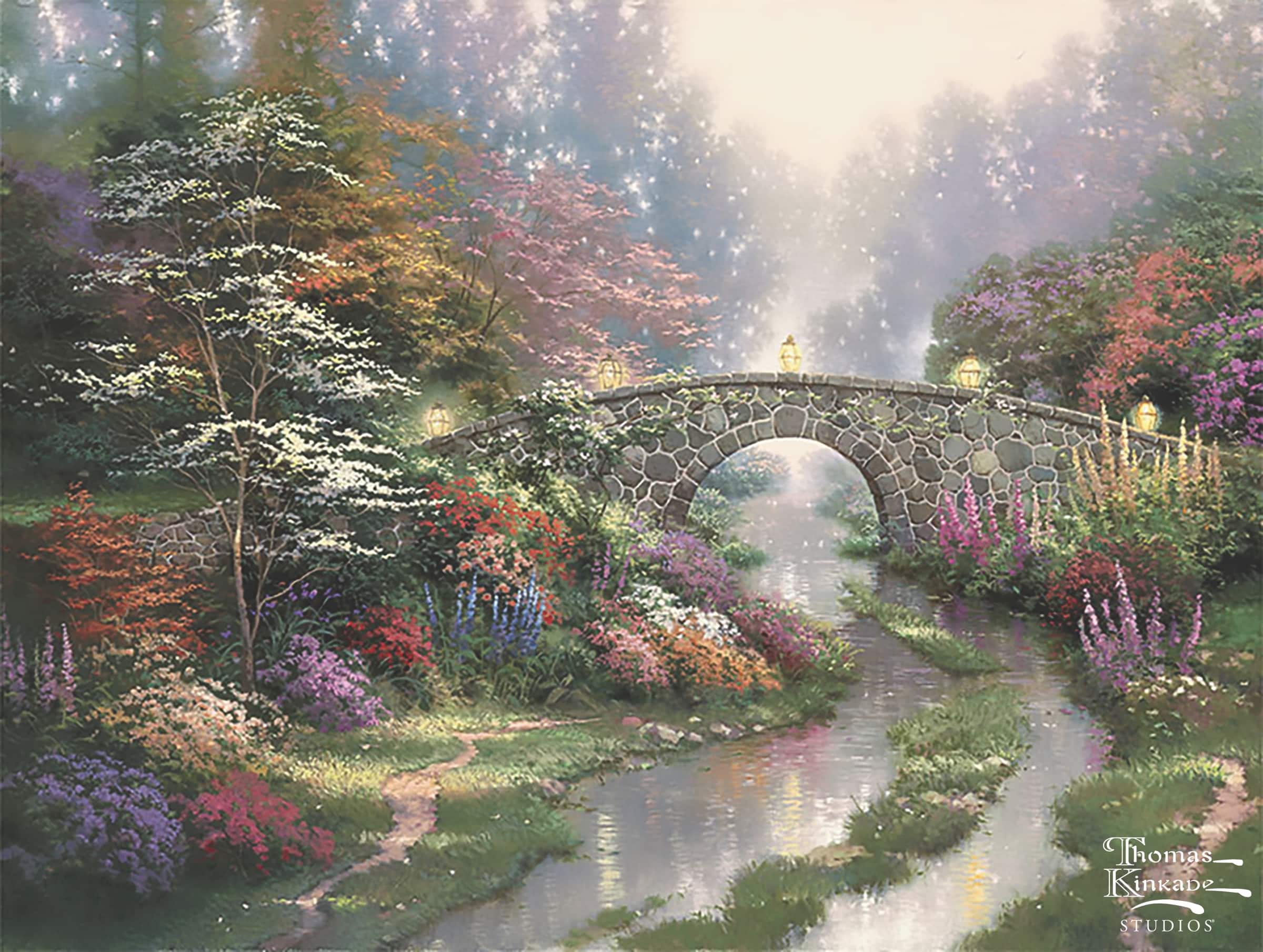 12" x 16" Thomas Kinkade Stone Bridge Needlepoint Canvas by Loops & Threads®
