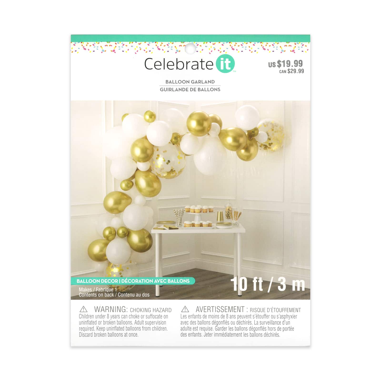 10ft. Gold & White Balloon Garland by Celebrate It™ - Image 3