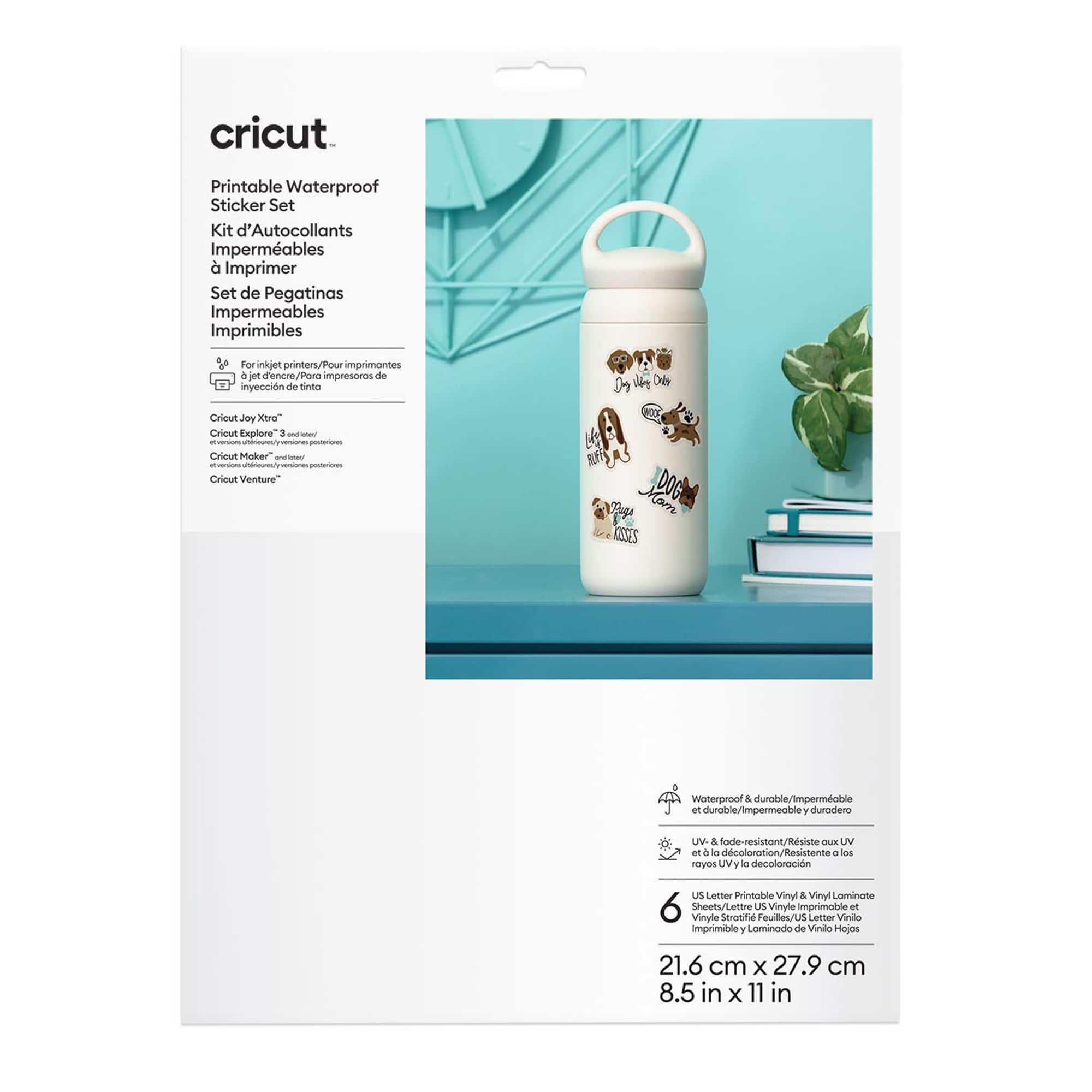 Cricut® White US Letter Waterproof Sticker Set, 6ct.