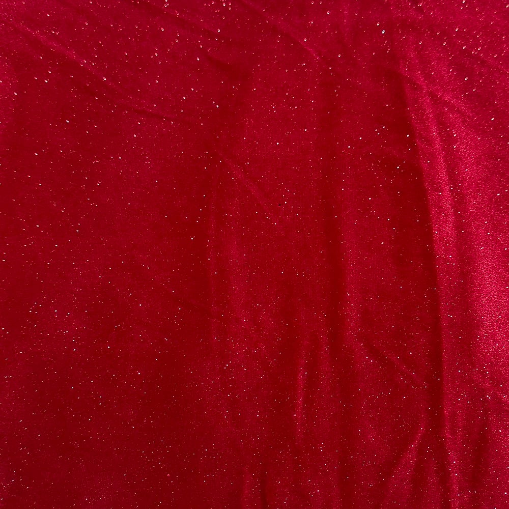Feldman Red Sparkle Stretch Velvet Fabric