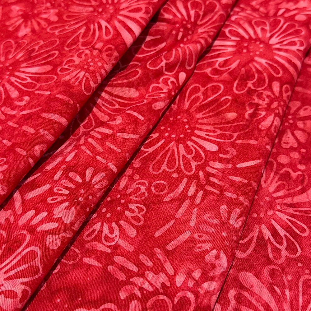 Feldman Premium Indonesian Batik Red Tie Dye Daisy Fabric - Image 3