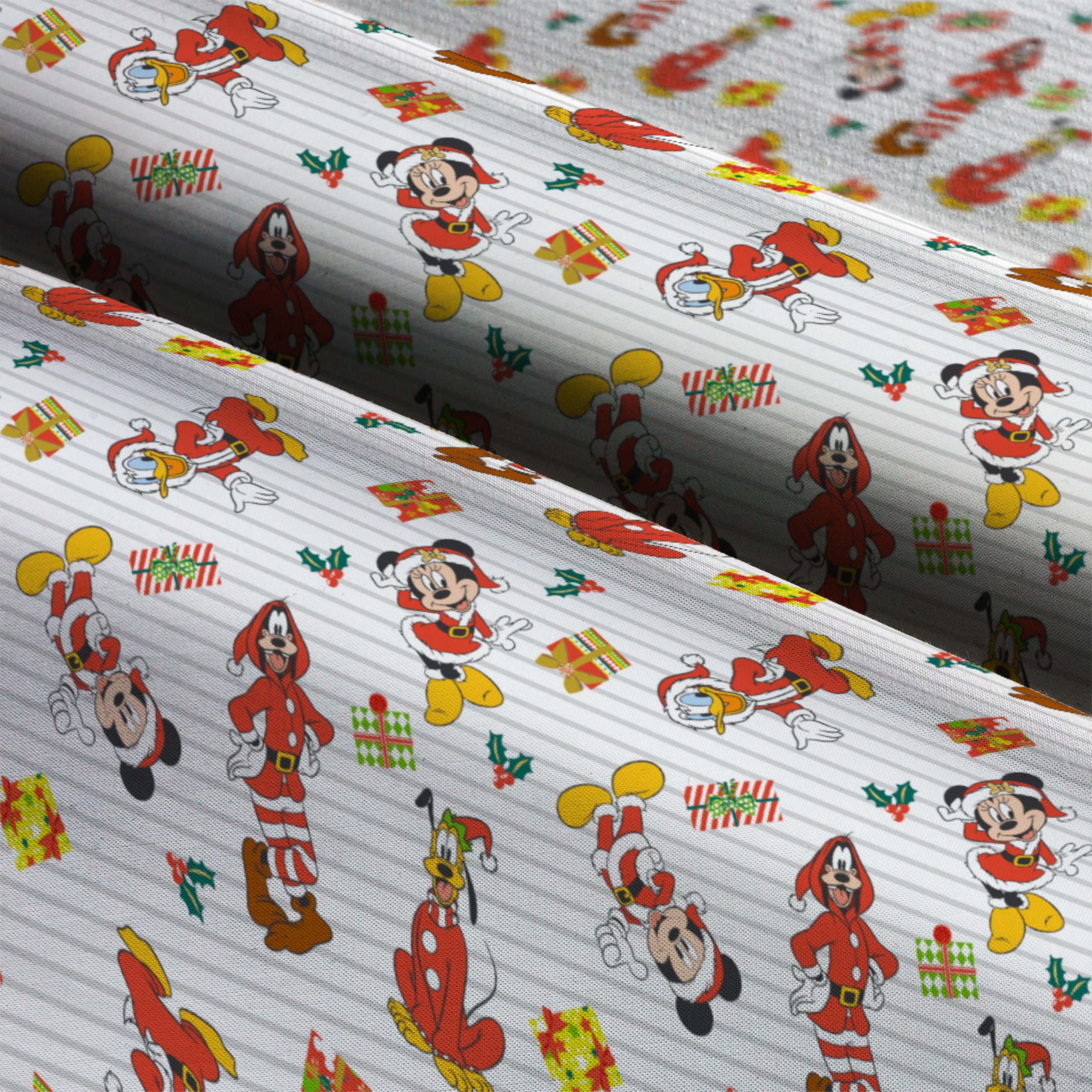 Disney® Mickey & Friends Pinstripe Christmas Cotton Fabric - Image 3