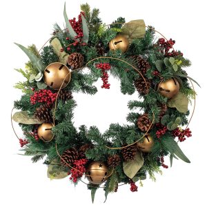 26" Pinecones, Gold Bells & Red Berries Wreath by Ashland®