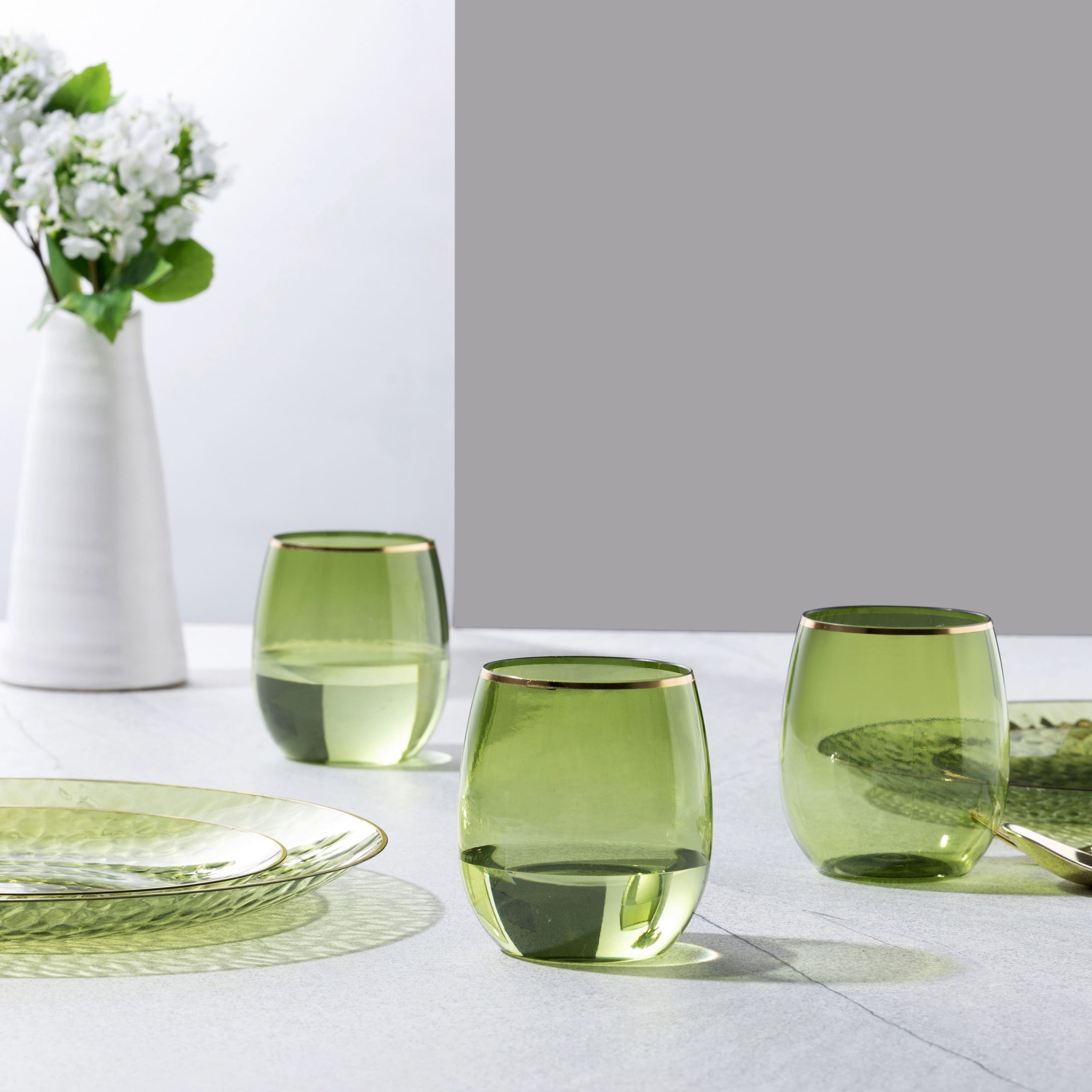12 oz. Green with Gold Edge Plastic Wine Glasses , 4ct. by Celebrate It™ - Image 3