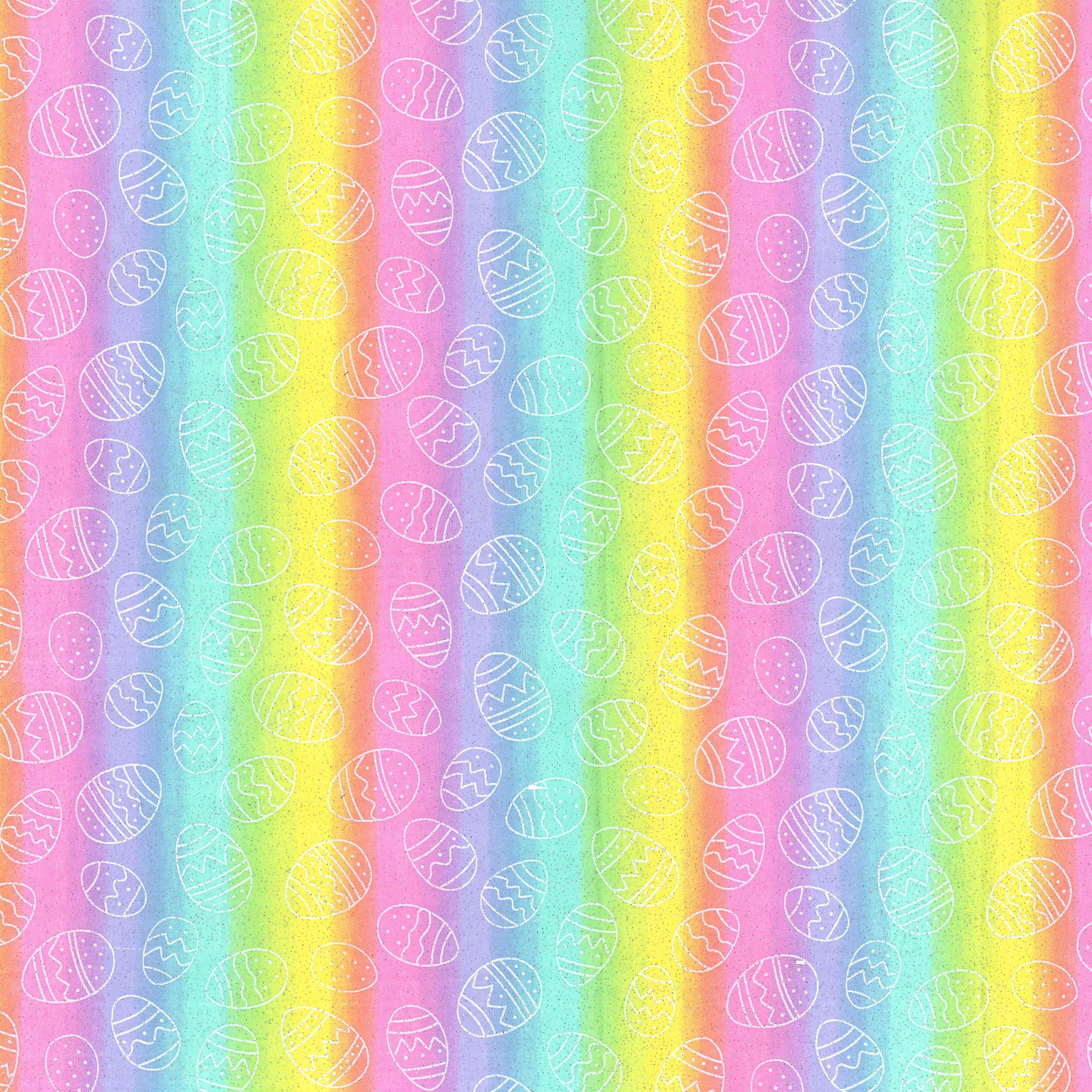 Fabric Traditions Easter Tie Dye Eggs Glitter Cotton Fabric - Image 2