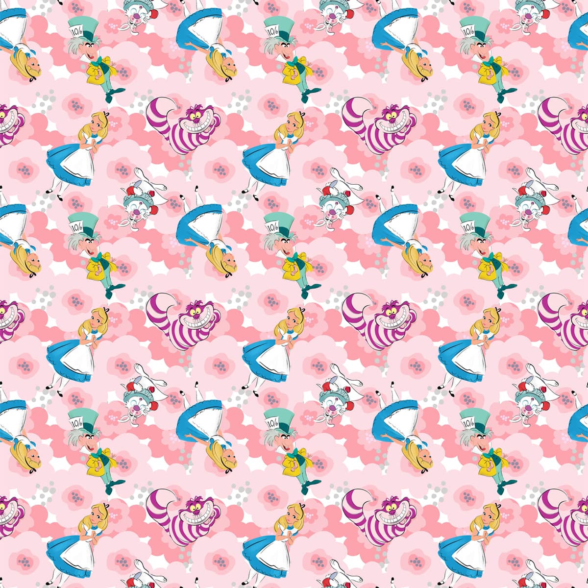 Disney® Alice in Wonderland Pink Floral Toss Cotton Fabric