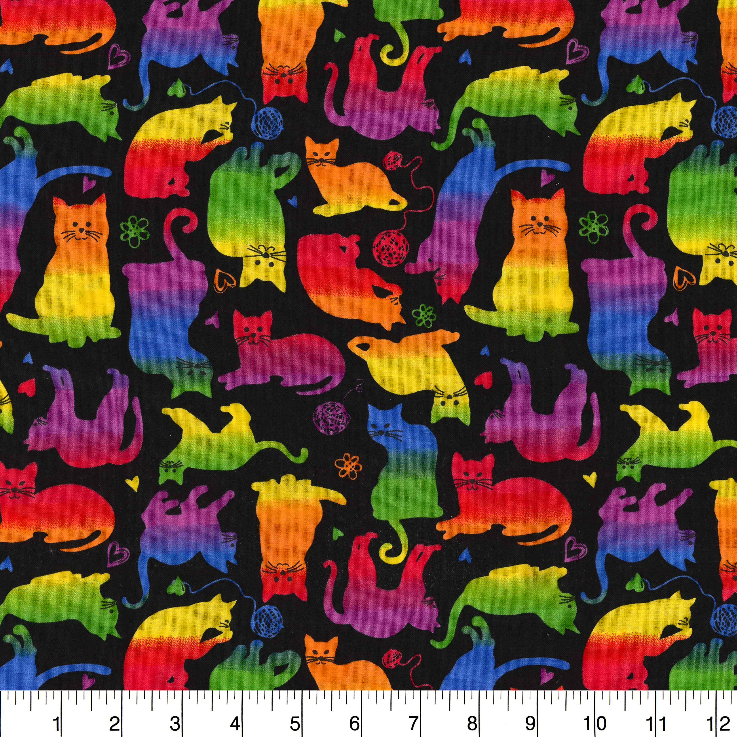 Fabric Traditions Rainbow Cats Cotton Fabric - Image 3