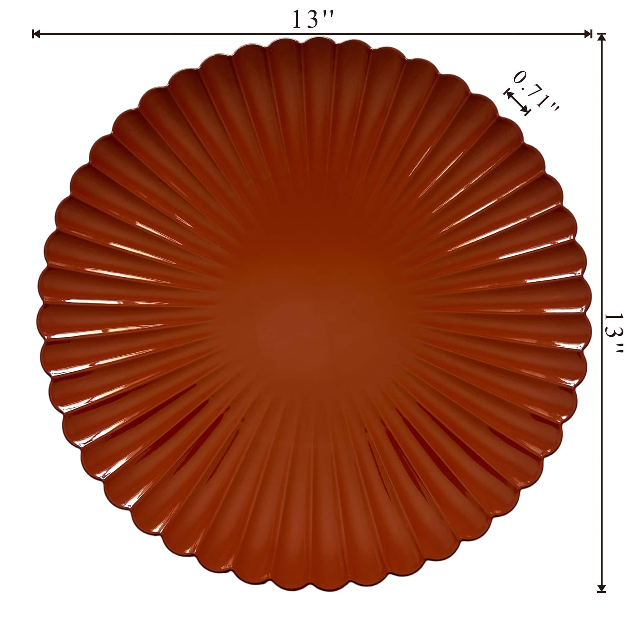 13" Thanksgiving Orange Scalloped Charger Plates, 4ct. by Celebrate It™ - Image 4