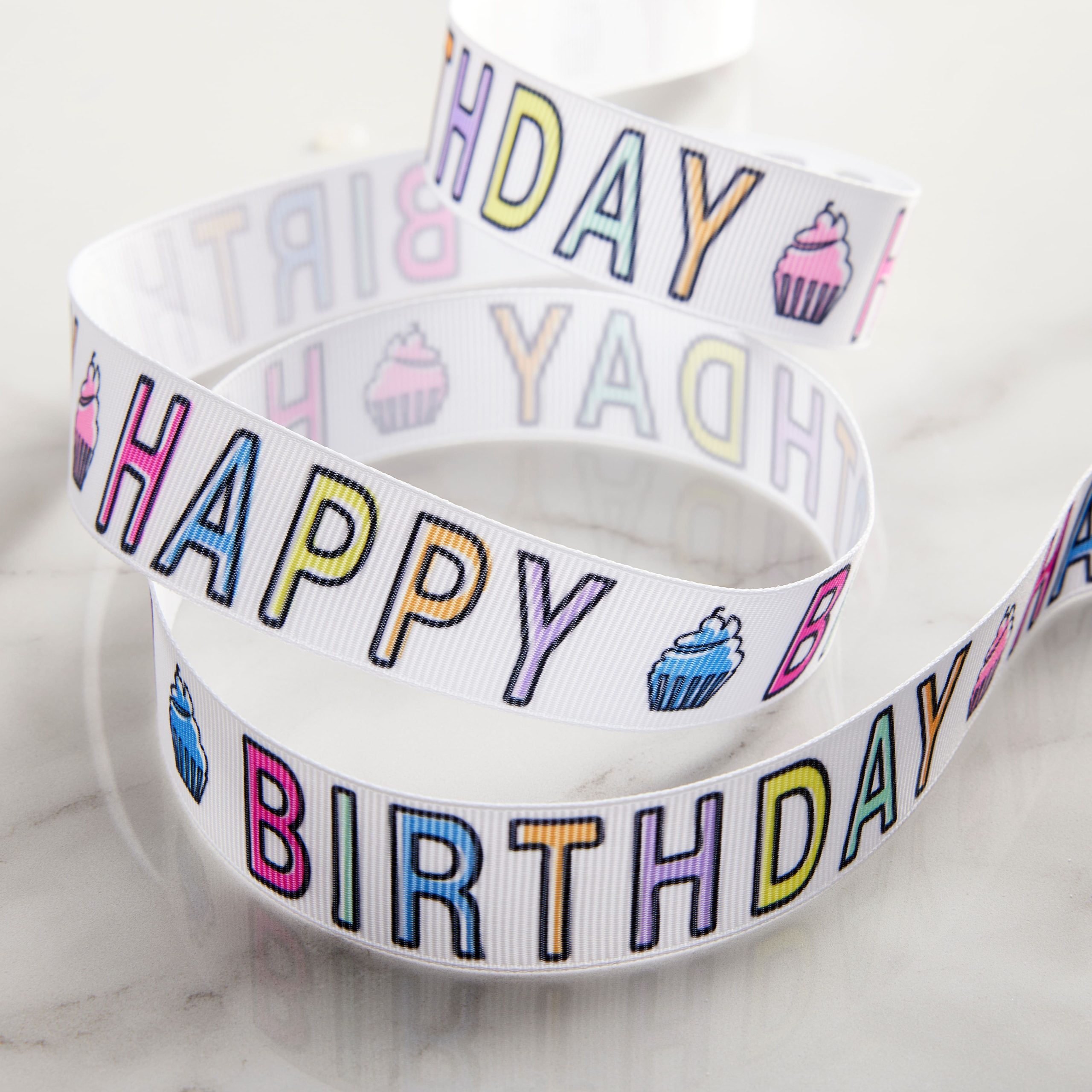 7/8" x 5yd. Grosgrain Happy Birthday Ribbon by Celebrate It® - Image 2