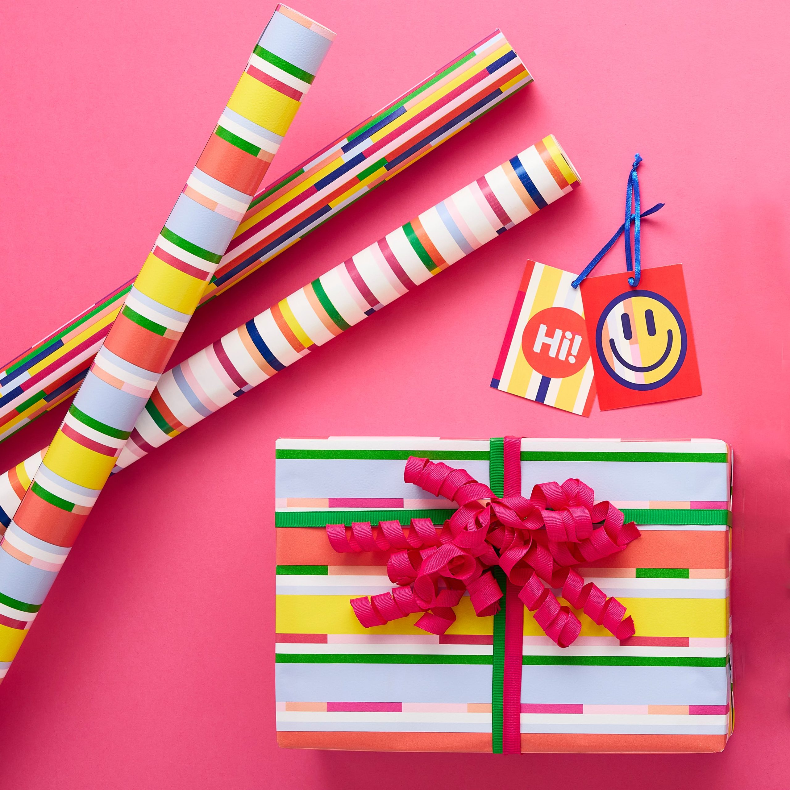Light Multicolor Stripes Gift Wrap by Celebrate It™ - Image 2