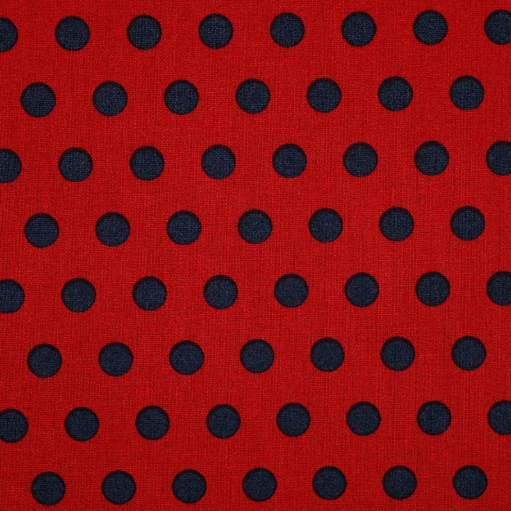 Black Zest Dot on Red Cotton Fabric