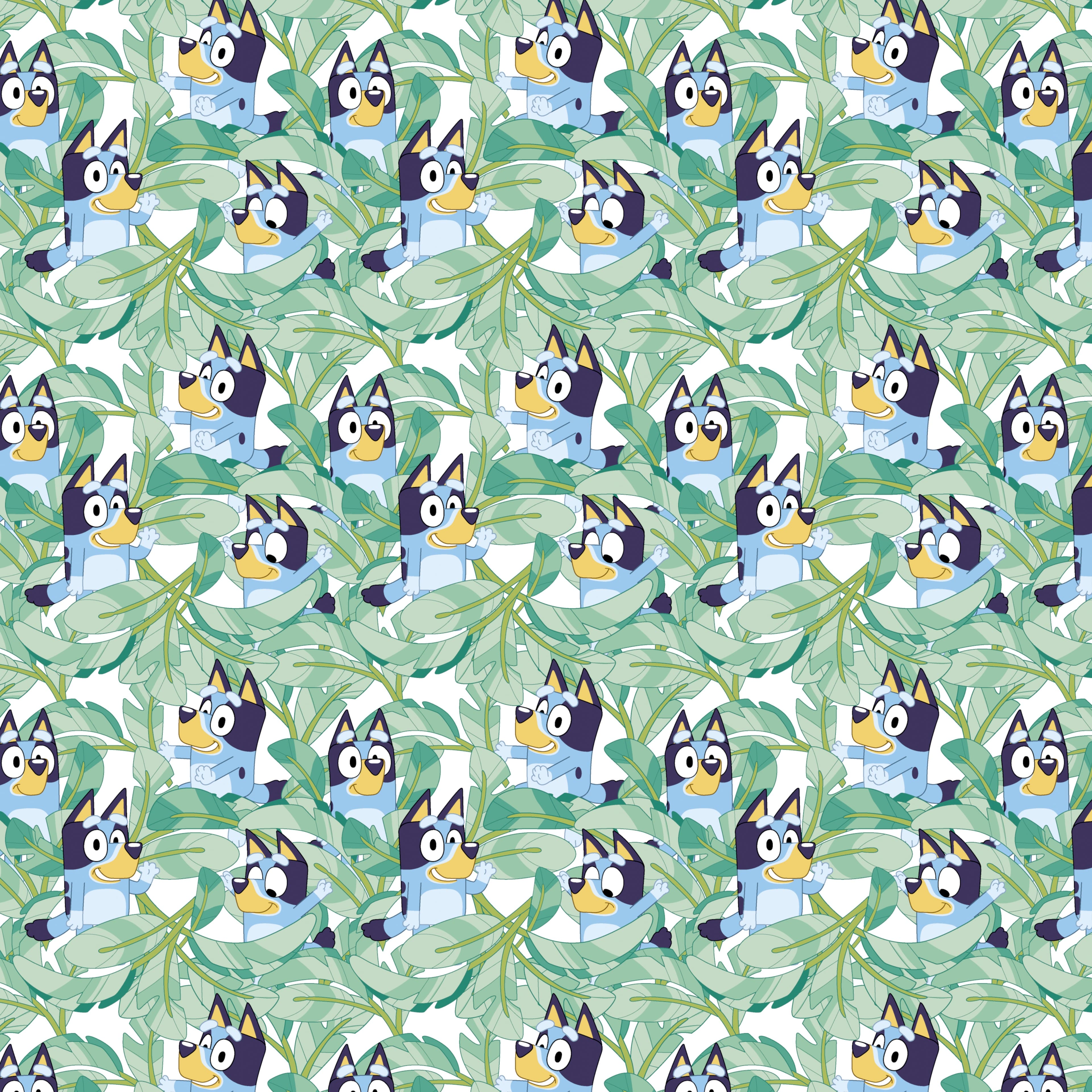 Bluey Leaves Cotton Fabric