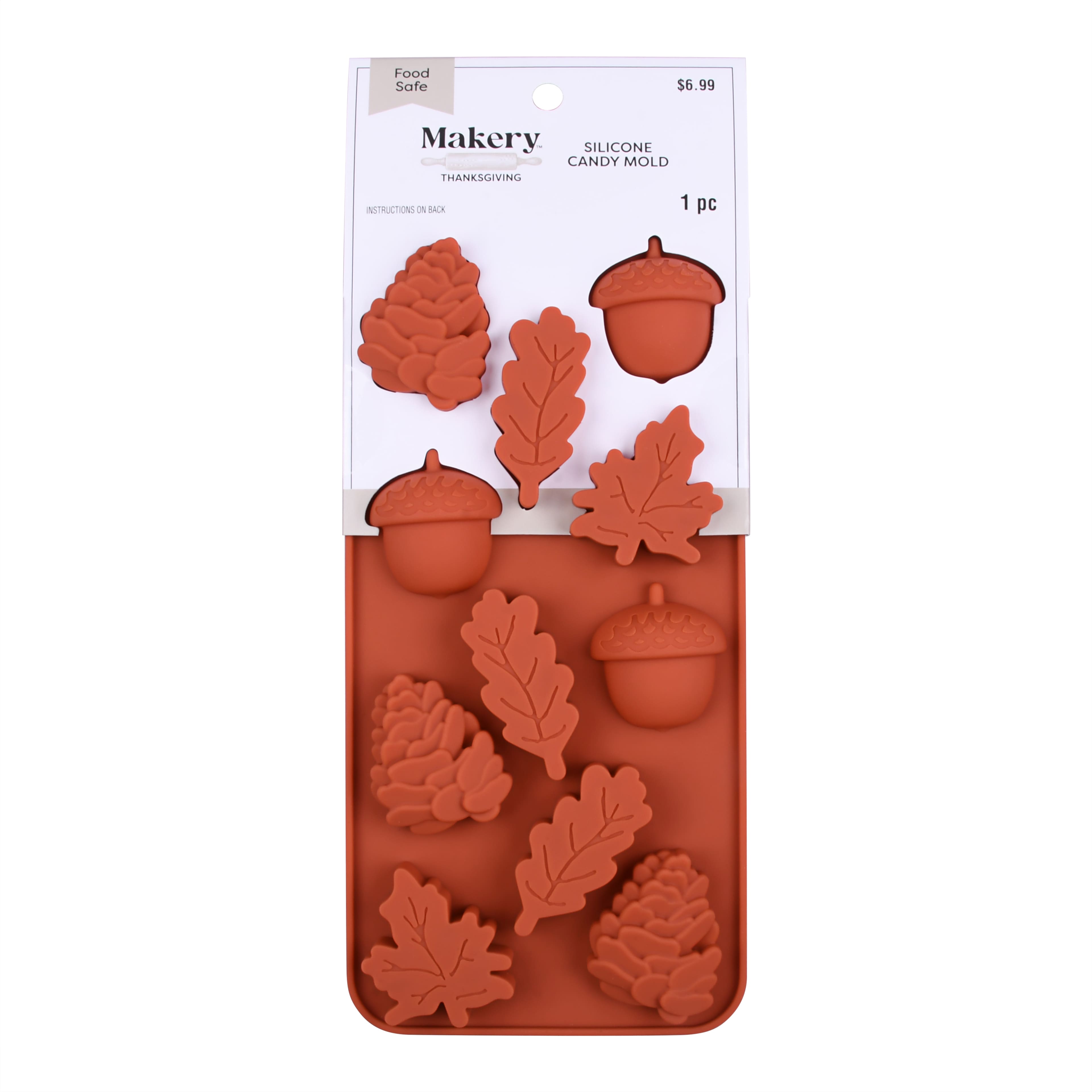 Thanksgiving Acorn & Leaf Silicone Candy Mold by Makery™