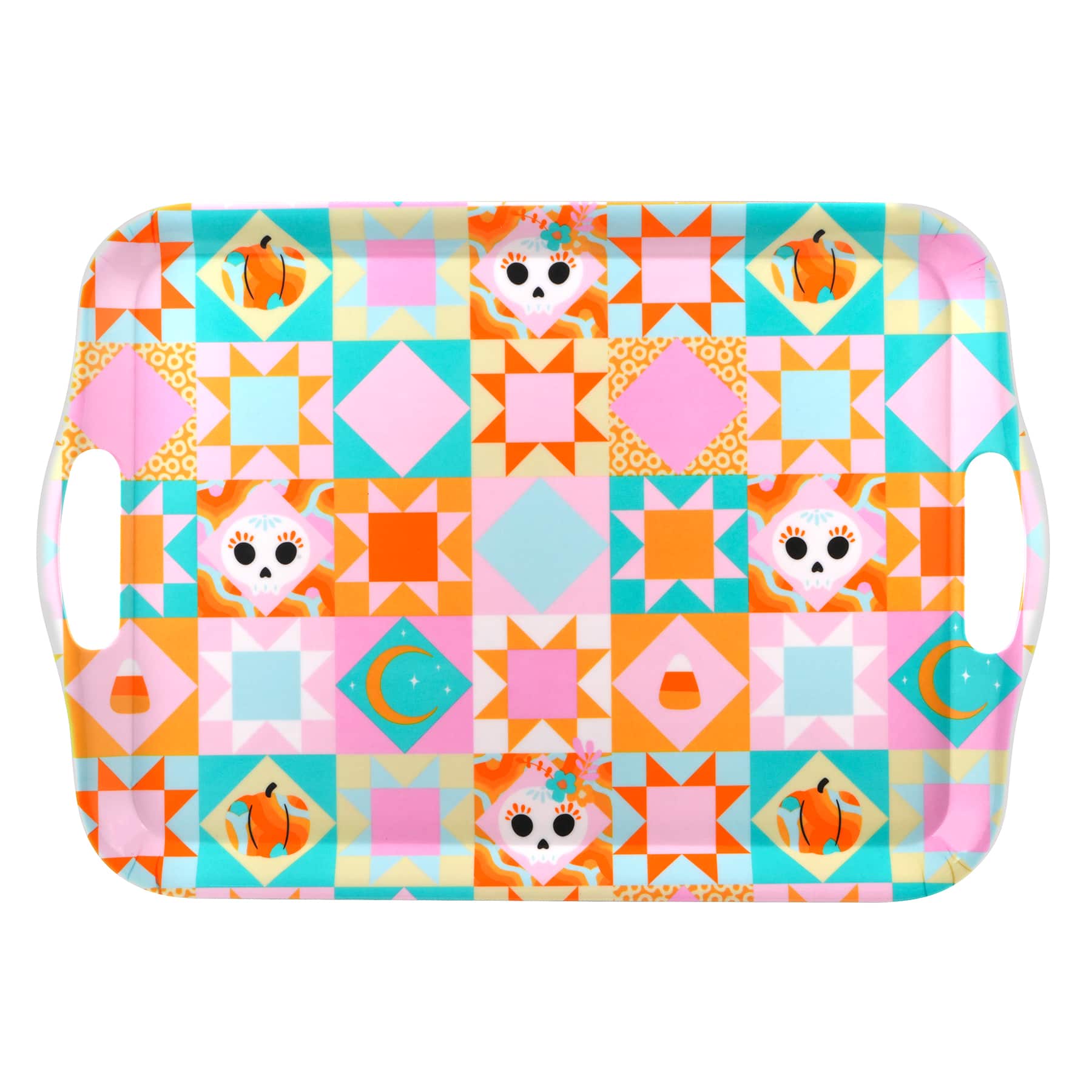 16.5" x 11.4" Halloween Quilt Melamine Platter with Handles by Celebrate It™