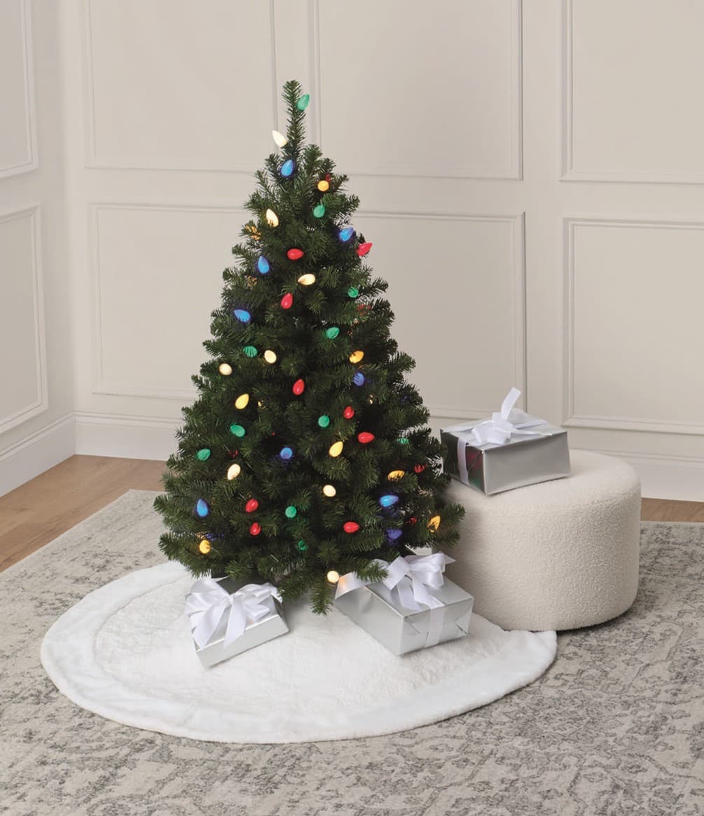 4ft. Pre-Lit Lakewood Spruce Artificial Christmas Tree, C7 Multicolor LED Lights by Ashland®