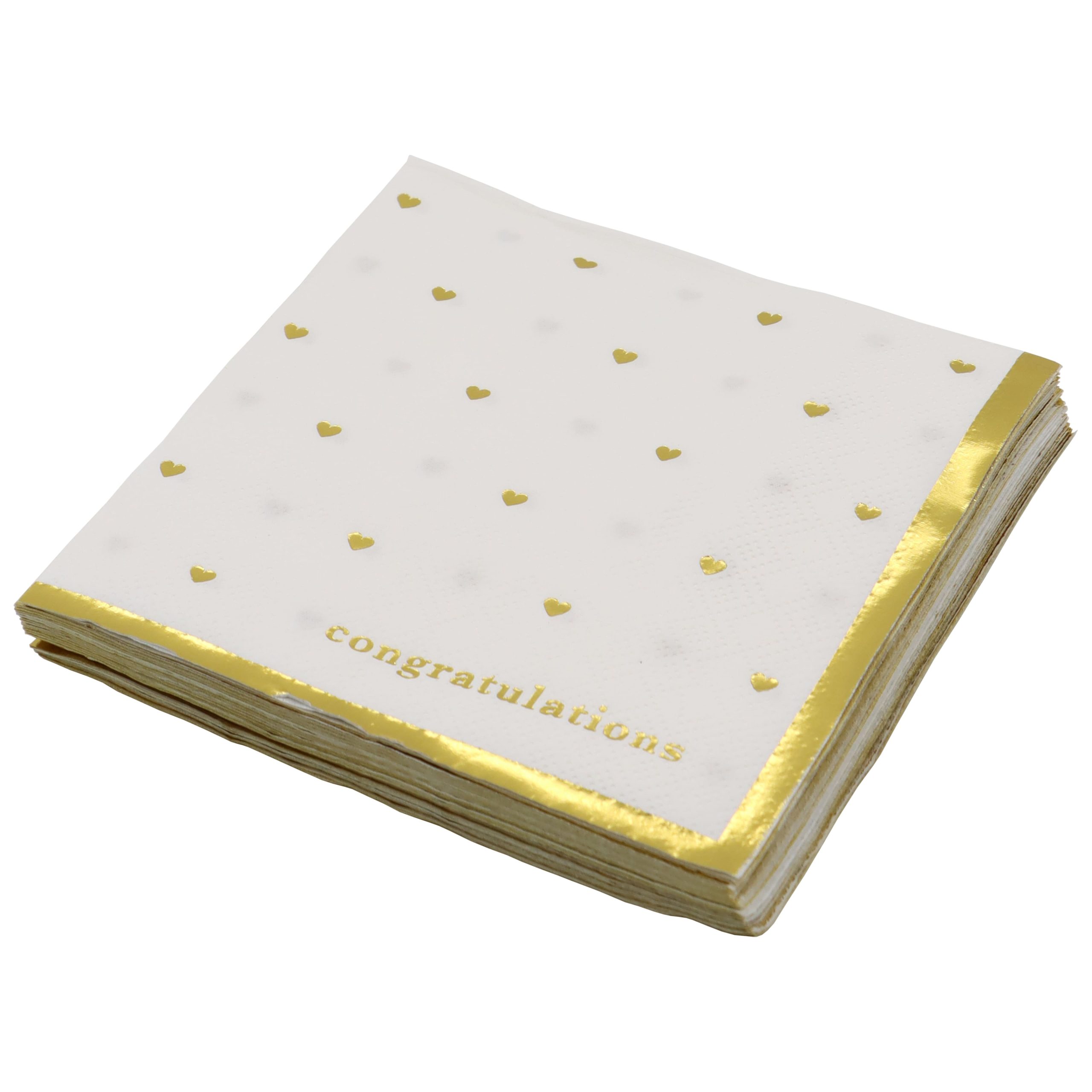 Gold & White Congratulations Hearts Beverage Napkins, 20ct. by Celebrate It™ - Image 2