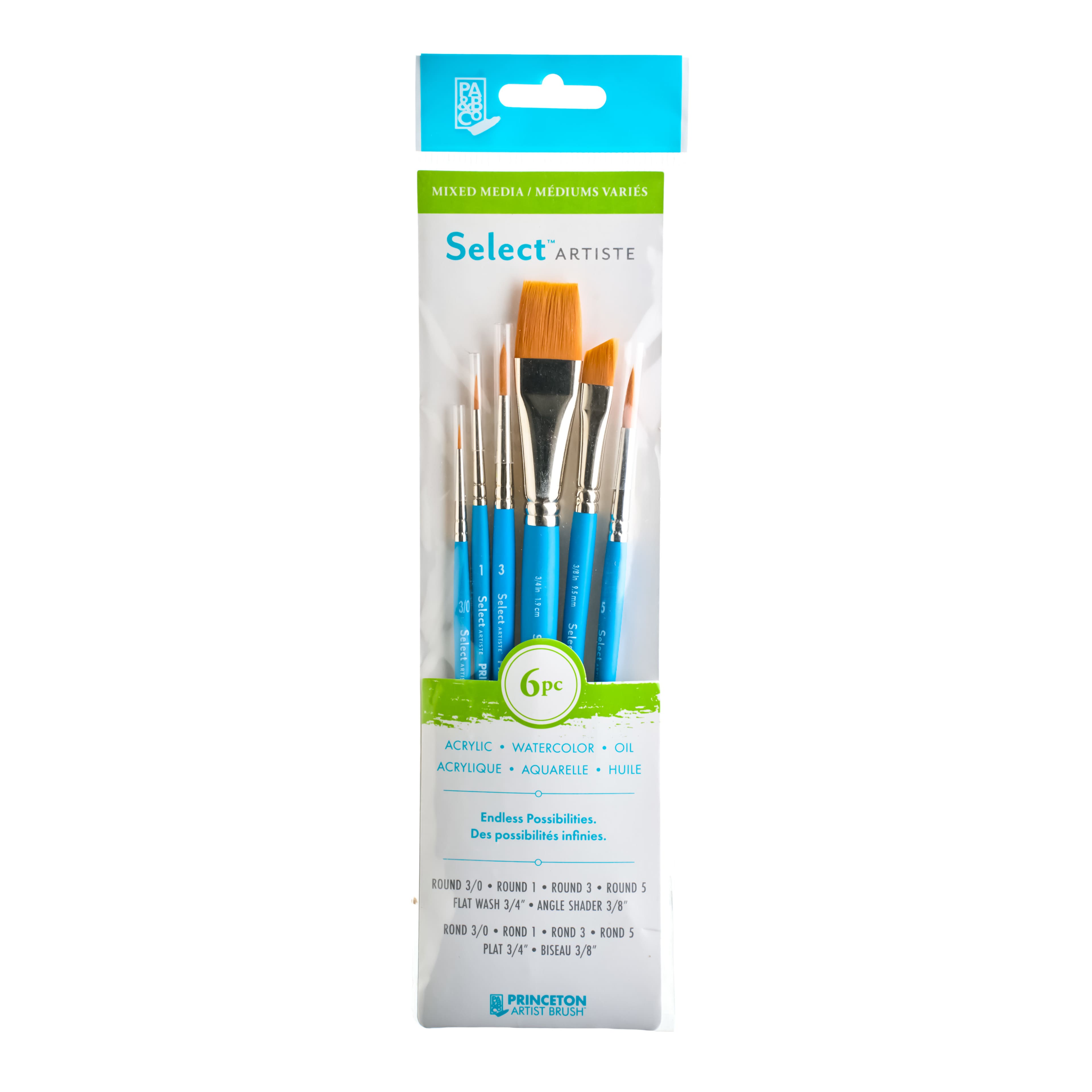 Princeton™ Select Artiste™ #34 6-Piece Round Synthetic Short Handle Mixed Media Paintbrush Set