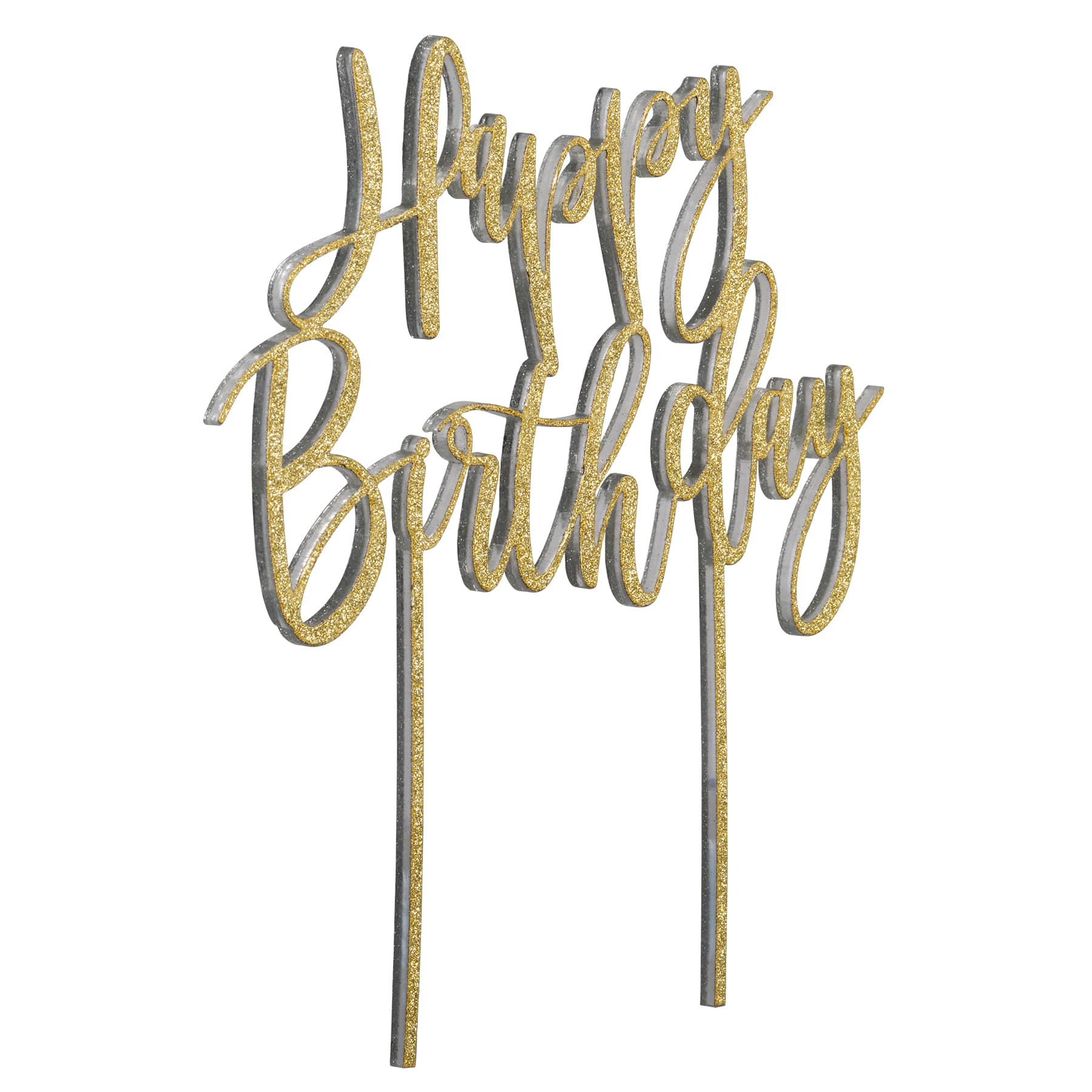 Gold Glitter Happy Birthday Cake Topper by Celebrate It™ - Image 2