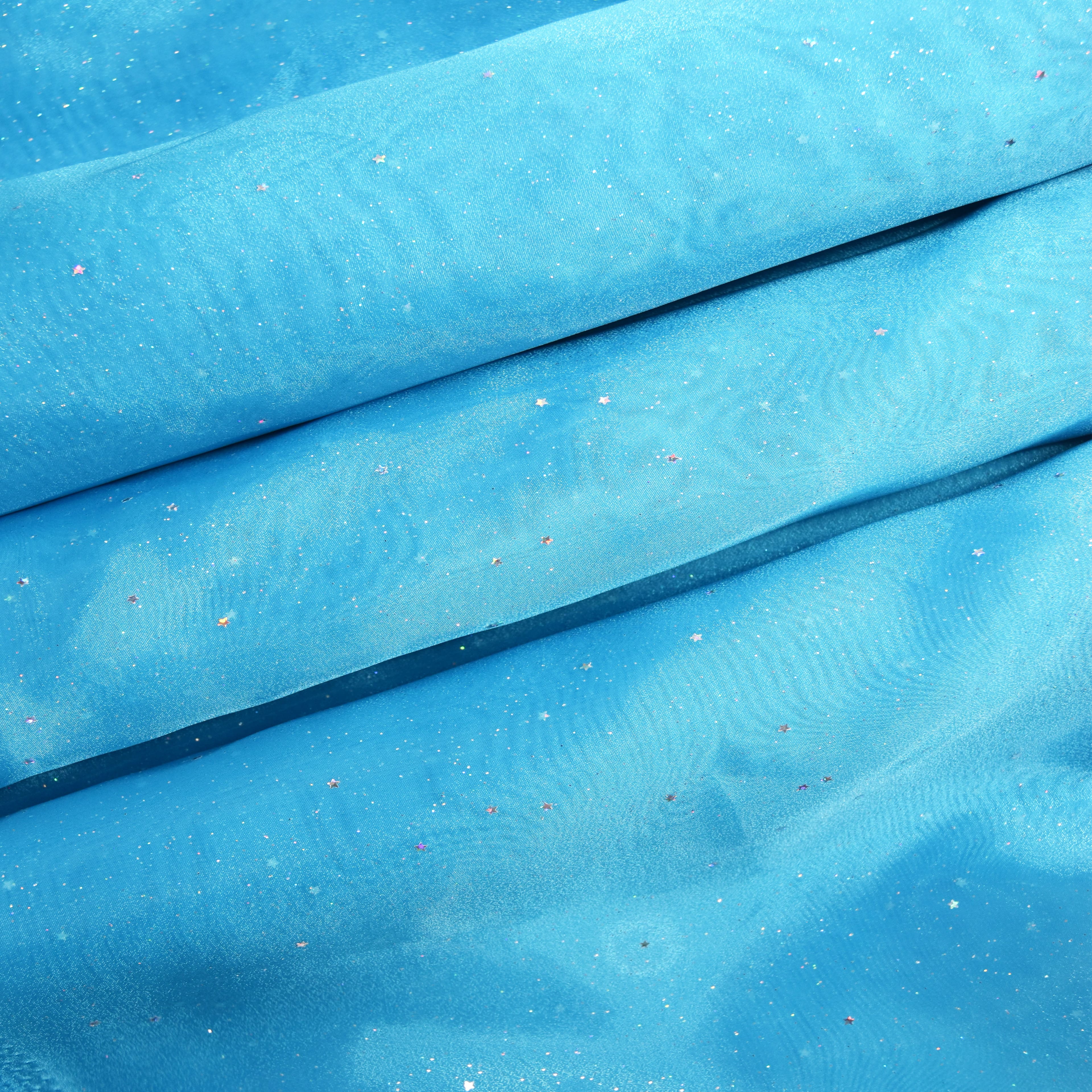 Feldman Light Blue Stars Organza Fabric