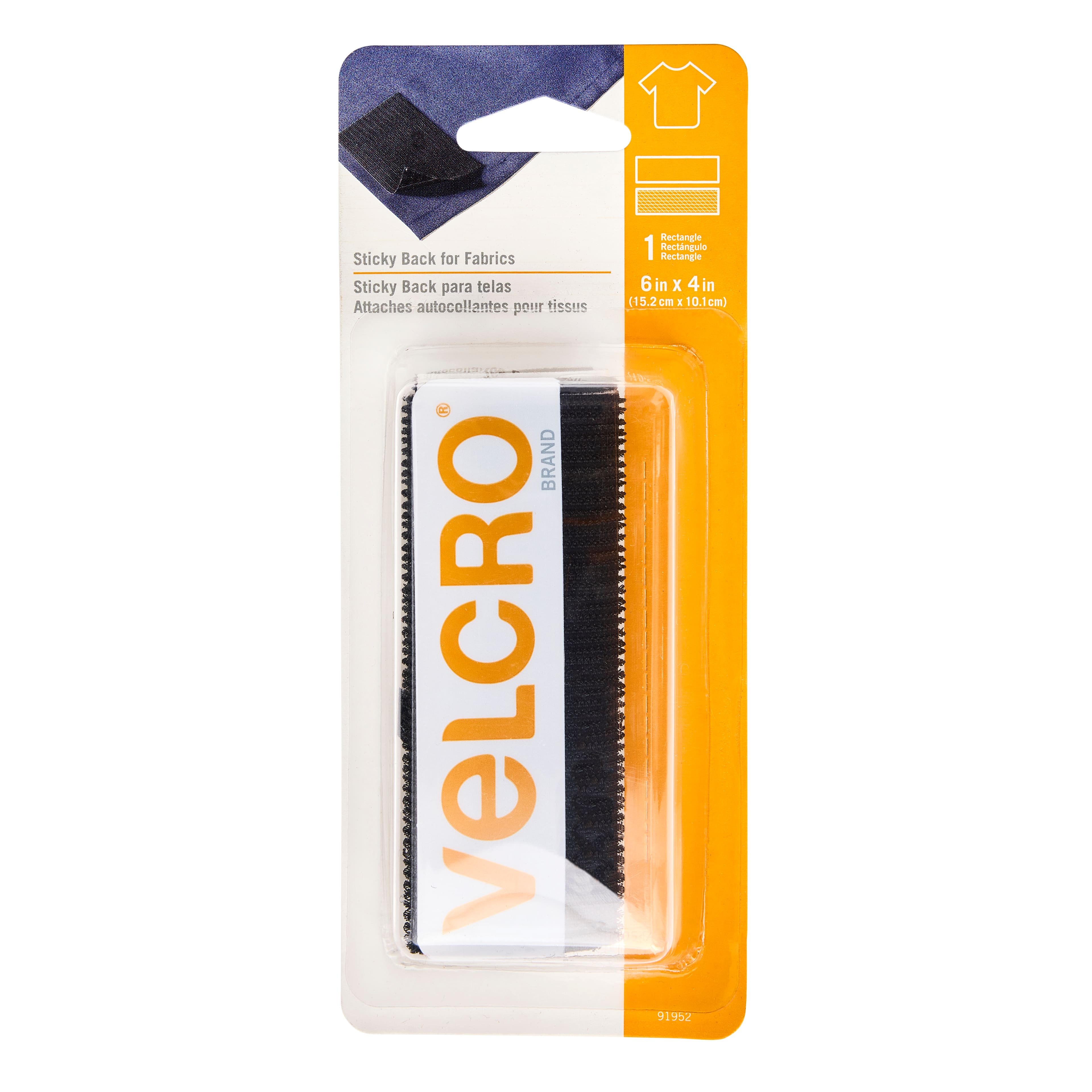 VELCRO® Brand Sticky Back for Fabrics Black Rectangle Fastener