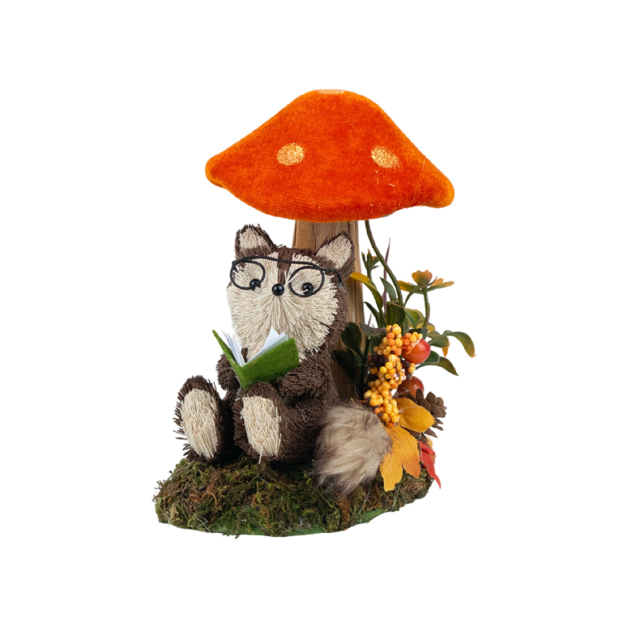6.5" Reading Fox under Mushroom Decorative Animal by Ashland®