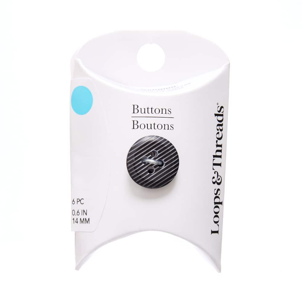 14mm Black Striped Round Buttons, 6ct. by Loops & Threads®