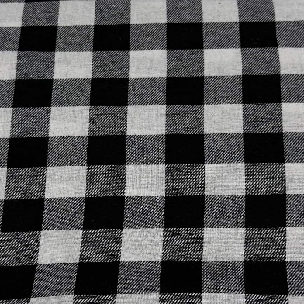 Feldman Black & White Checker Yarn-Dyed Cotton Flannel Fabric