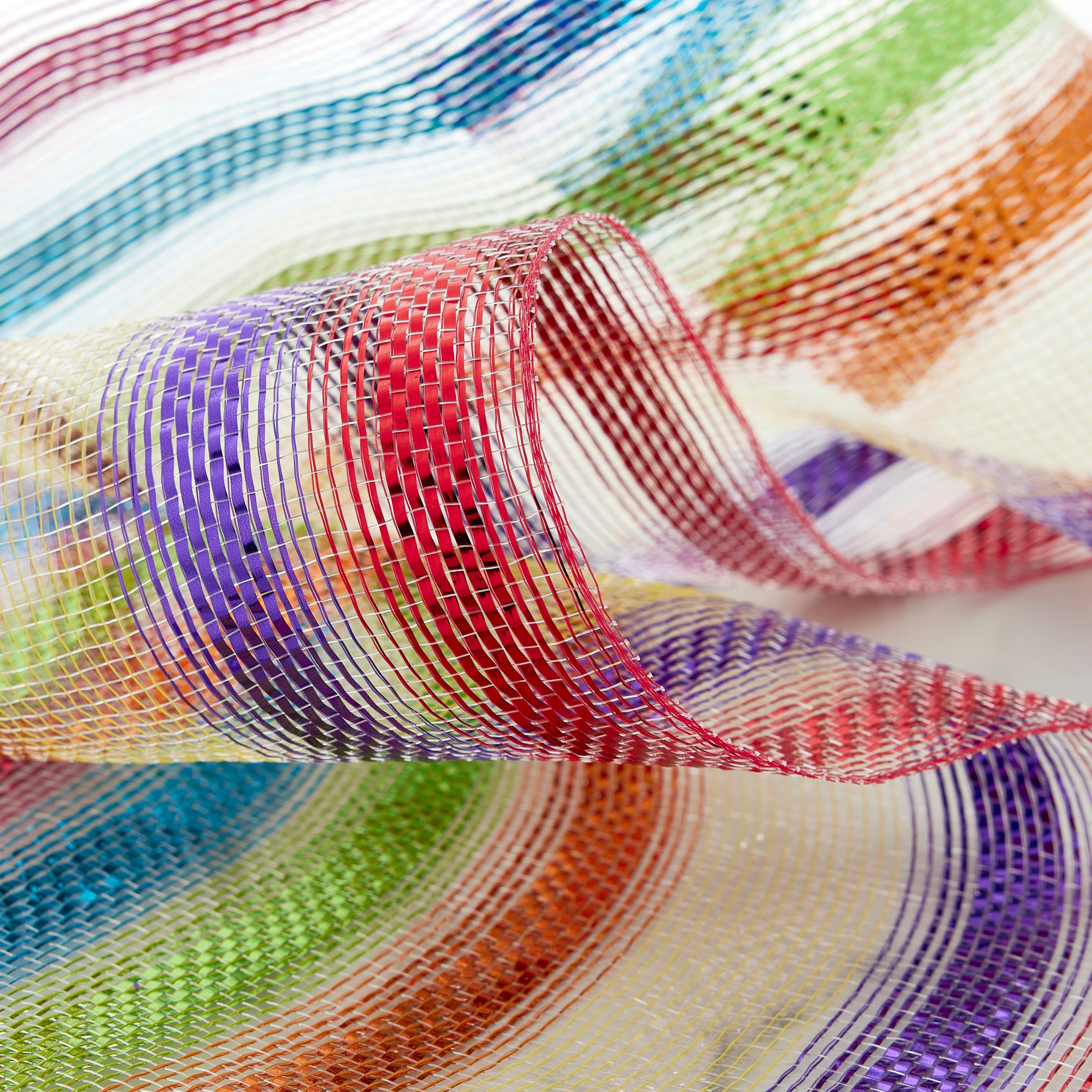 10" x 6.3yd. Rainbow Striped Mesh by Celebrate It® - Image 2