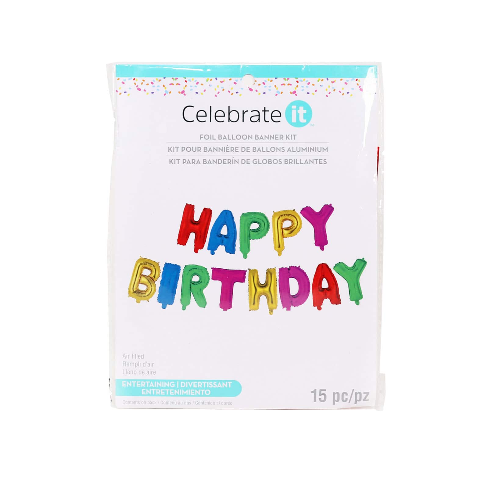 Happy Birthday Multicolored Foil Balloon Banner Kit By Celebrate It™ - Image 3