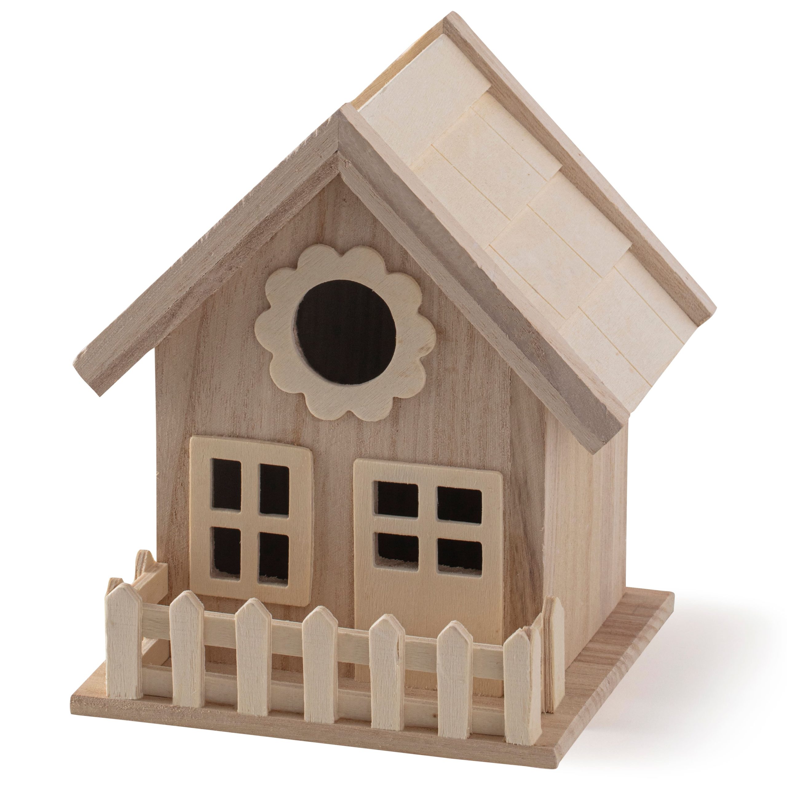 7" Wood Birdhouse with Fence by Make Market®