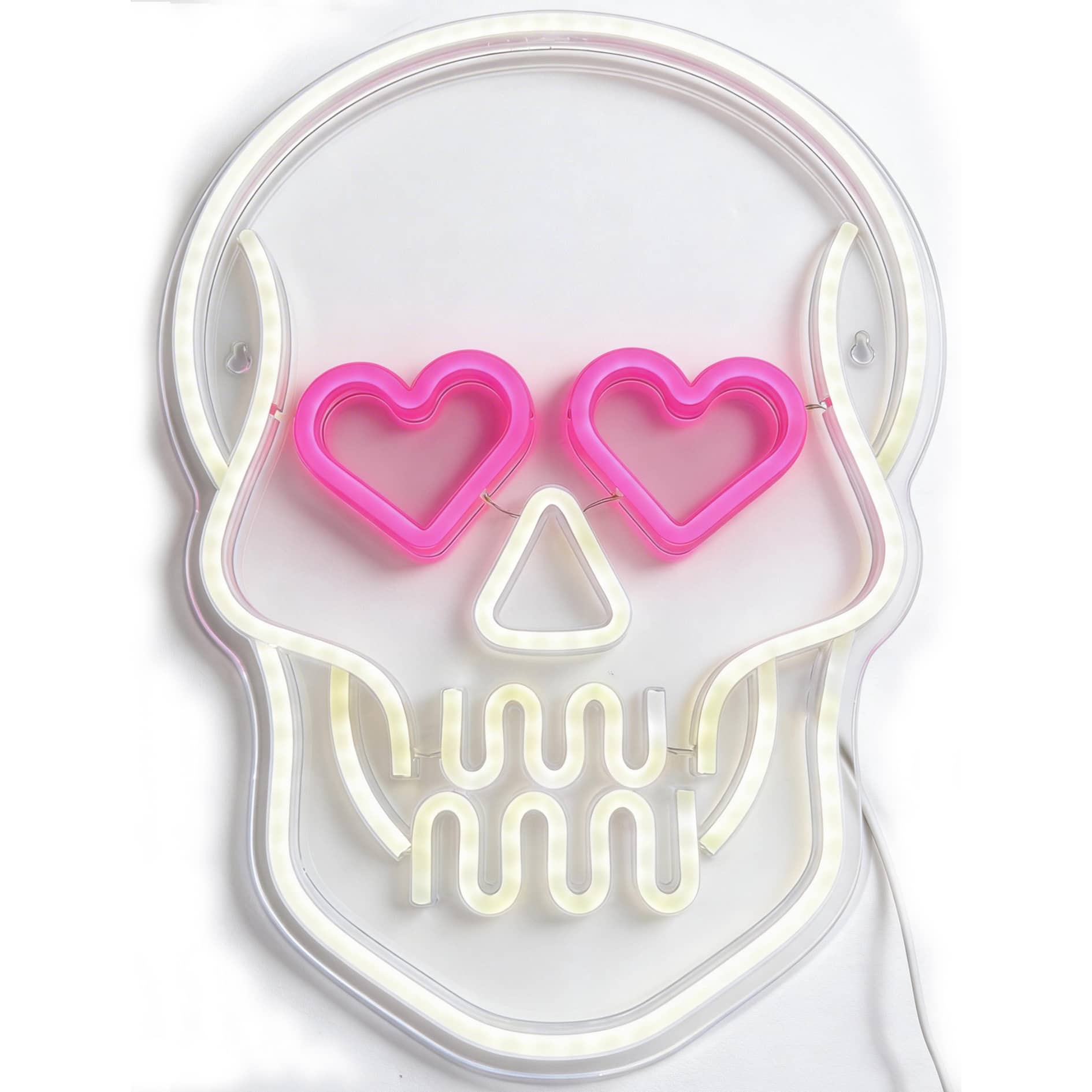 15.75" White & Pink Skull USB Lighted Neon Sign by Ashland®