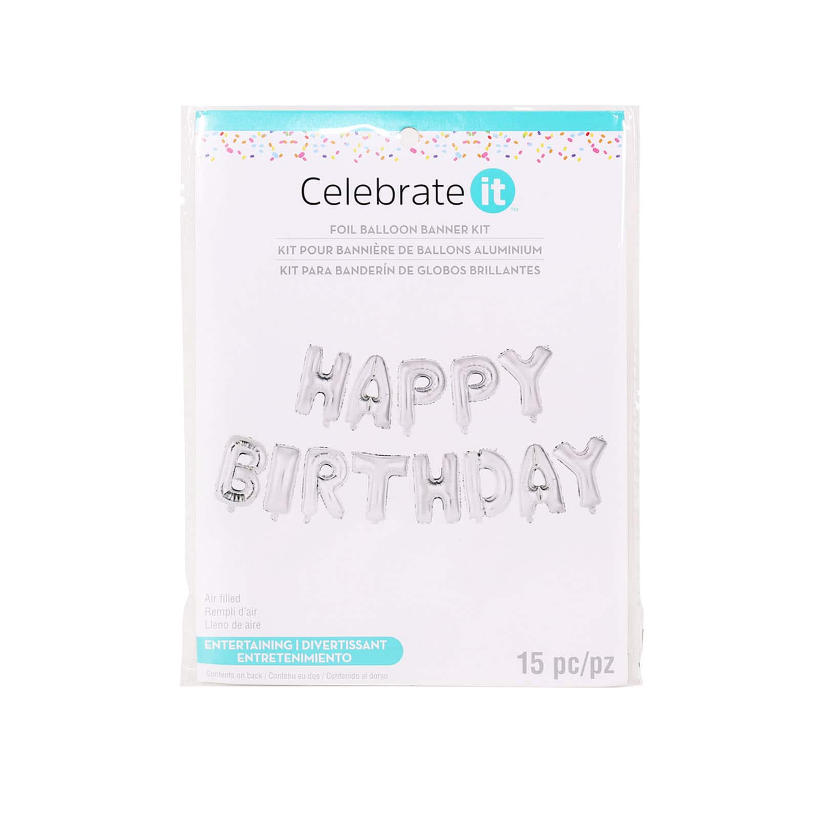 Happy Birthday Silver Foil Balloon Banner Kit By Celebrate It™ - Image 4