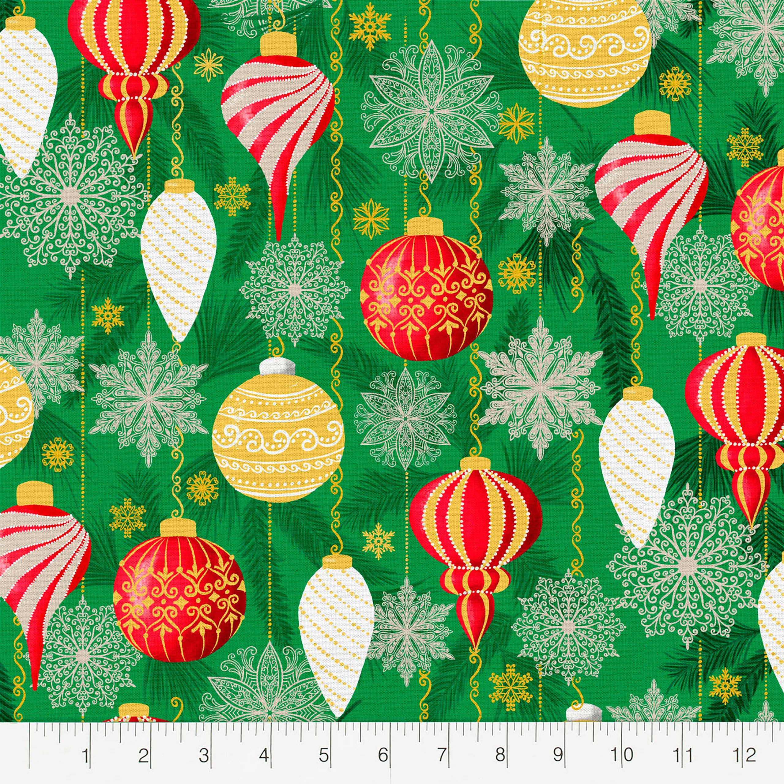 Fabric Editions Christmas Ornaments Cotton Fabric - Image 2