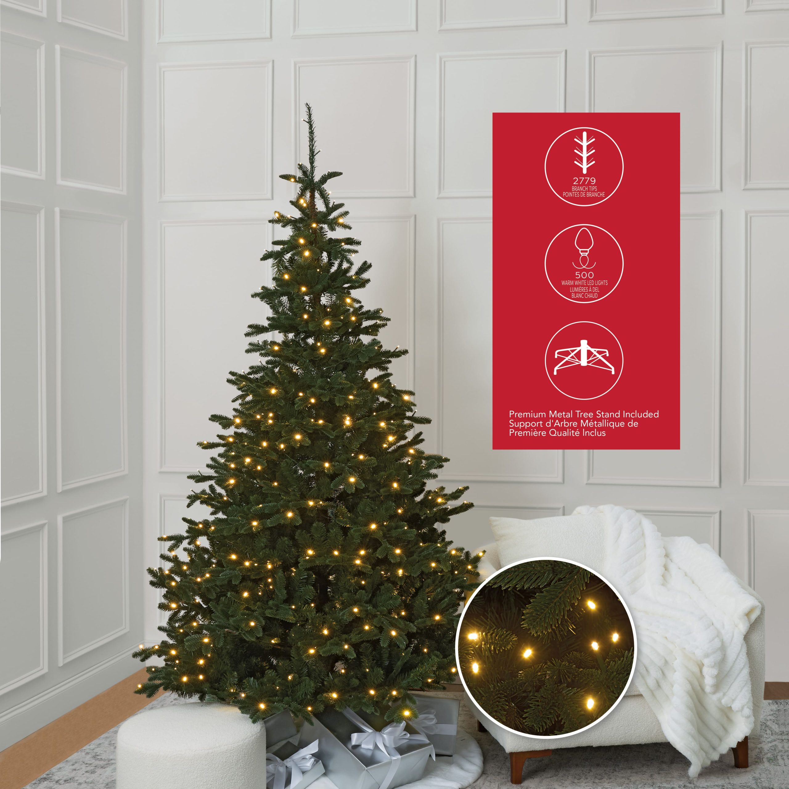 7.5ft. Pre-Lit Baltic Fir Artificial Christmas Tree, Warm White LED Lights by Ashland® - Image 4