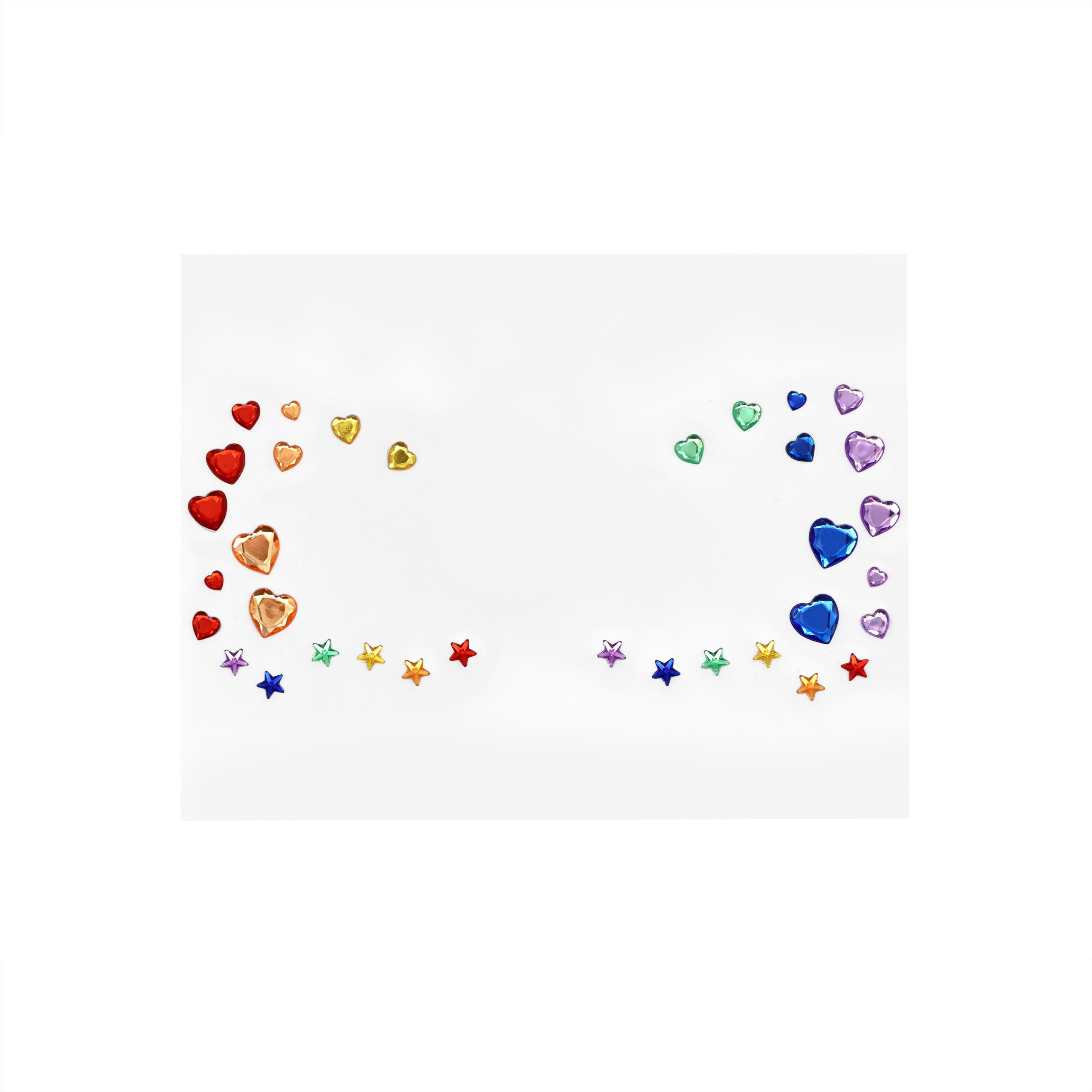 Pride Rainbow Heart & Star Gem Face Decals by Celebrate It™ - Image 3